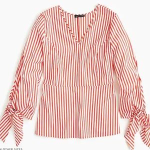 J. Crew Poplin Tie-Sleeve Top